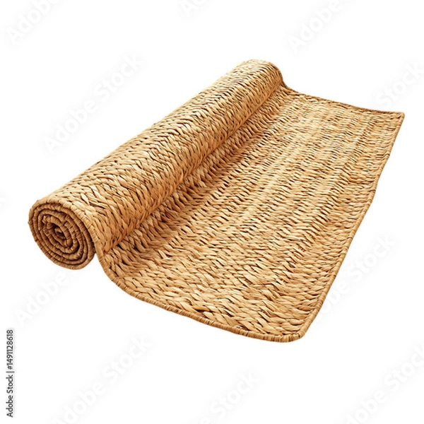 Obraz Elegant Minimalist Straw Beach Mat with a Classic W Isolated on Transparent Background