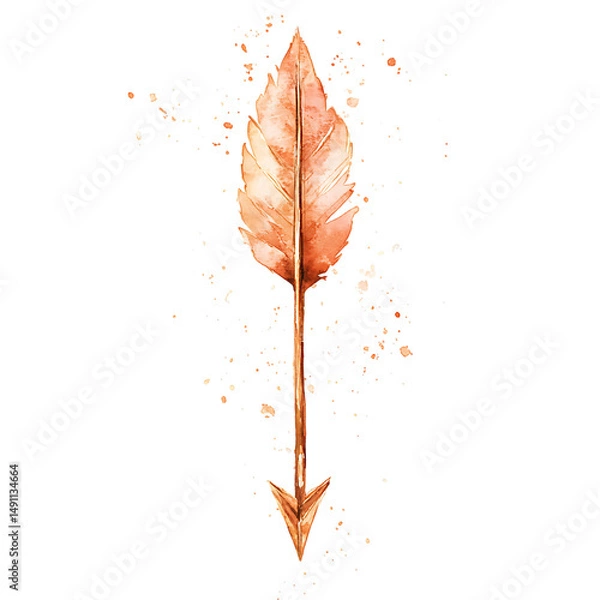 Obraz Artistic Arrow with Fluid Brushwork in Soft Apricot Isolated on Transparent Background