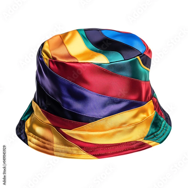 Fototapeta Playful Bucket Hat with Quirky Multicolor Design Isolated on Transparent Background