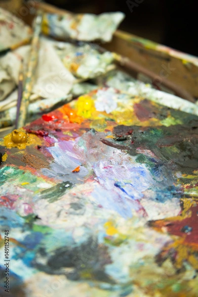 Fototapeta Artist's table, abstract