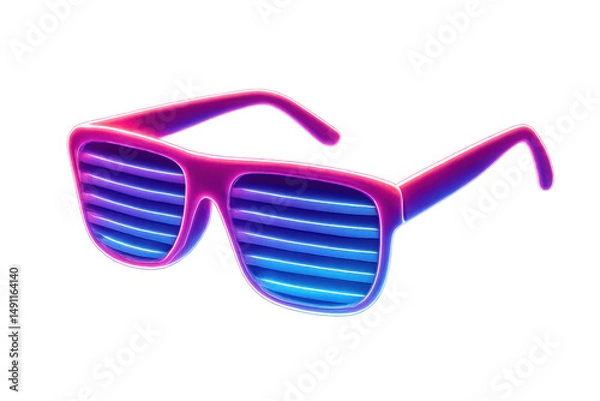 Fototapeta Pixelated retro shutter shades with transparent background, representing 80s pop culture, vintage party style, music festival aesthetic