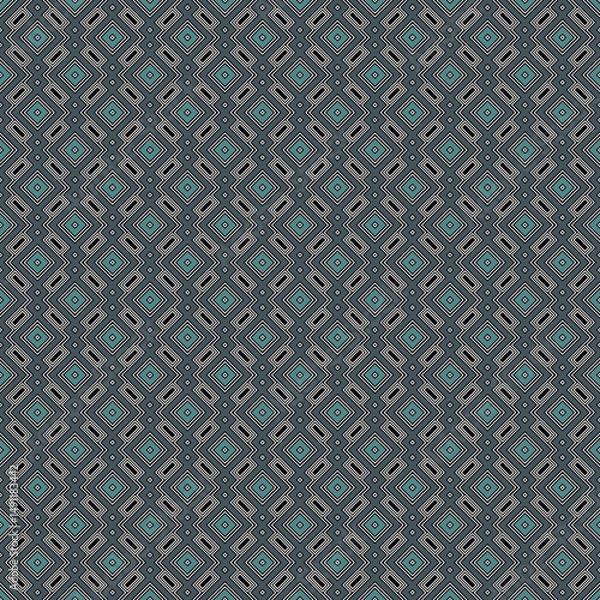 Fototapeta Ethnic, tribal seamless surface pattern. Repeated diamonds and rhombuses motif. Folk background. Folkloric wallpaper. Geometric ornament. Geo digital paper, textile print. Vector art