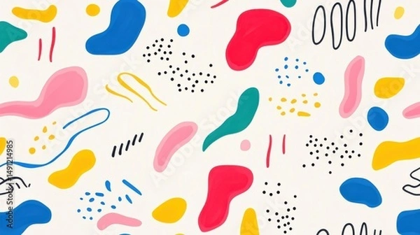 Fototapeta Colorful Abstract Shapes and Patterns on Light Background Design