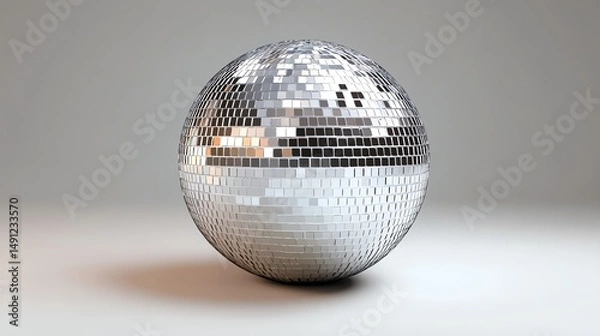 Fototapeta A dazzling, reflective disco ball shines brightly in a studio setting.