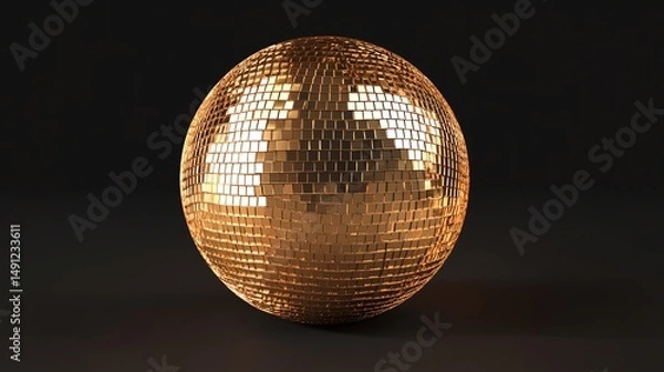 Fototapeta A shimmering, reflective disco ball dominates the frame, emitting bright light.