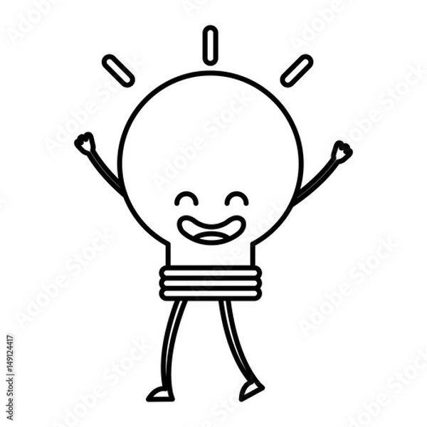 Fototapeta bulb light kawaii character vector illustration design
