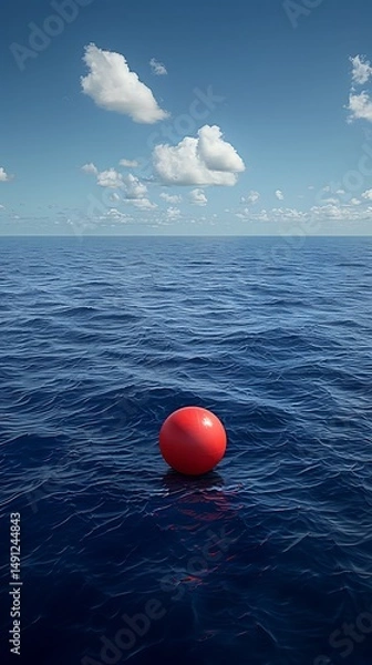 Fototapeta Red buoy in calm ocean