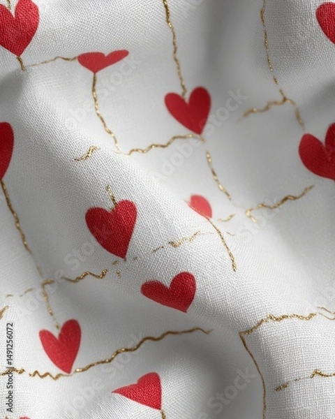 Fototapeta Minimalist Valentine's Day Background – Hearts, Sparkles, and Abstract Lines