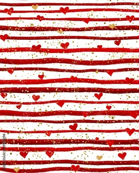 Fototapeta Minimalist Valentine's Day Background – Hearts, Sparkles, and Abstract Lines