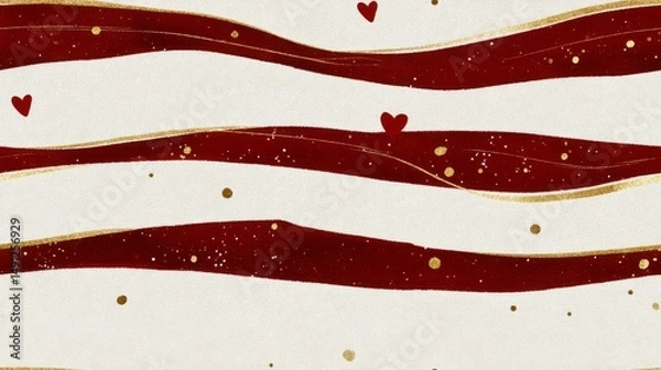 Fototapeta Minimalist Valentine's Day Background – Hearts, Sparkles, and Abstract Lines