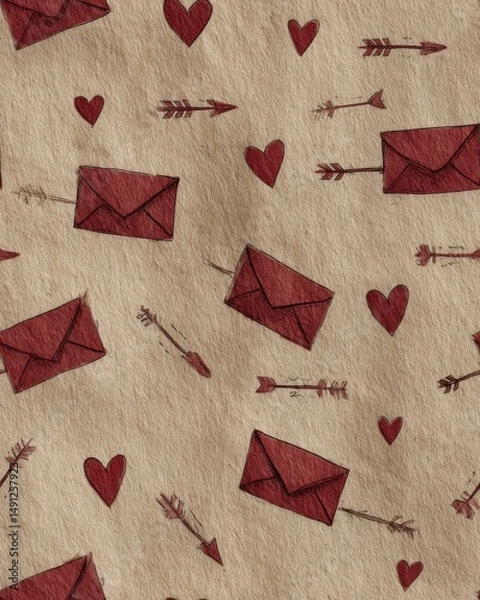 Fototapeta Minimalist Valentine's Day Background – Hearts, Sparkles, and Abstract Lines