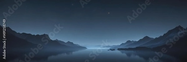 Obraz Subtle blue gradient, dark to light transition, calming effect,  smooth,  simple