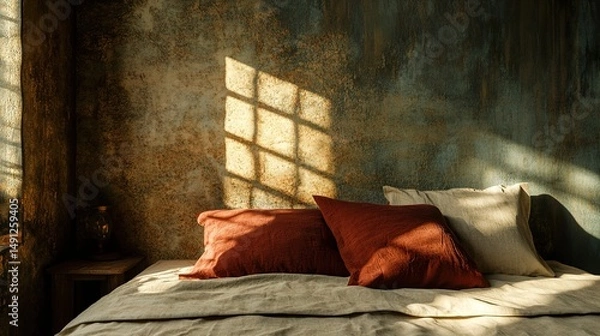 Obraz Rustic Bedroom with Sunlight