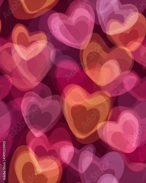 Fototapeta Modern romantic seamless design featuring soft heart shapes and smooth color transition