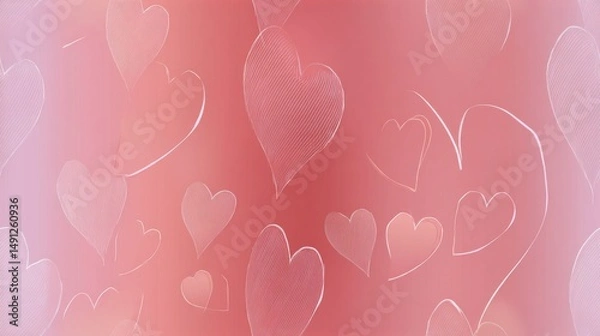 Fototapeta Modern romantic seamless design featuring soft heart shapes and smooth color transition