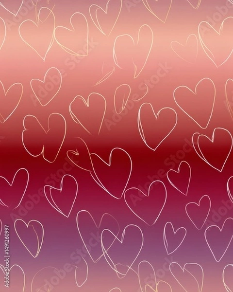 Fototapeta Modern romantic seamless design featuring soft heart shapes and smooth color transition