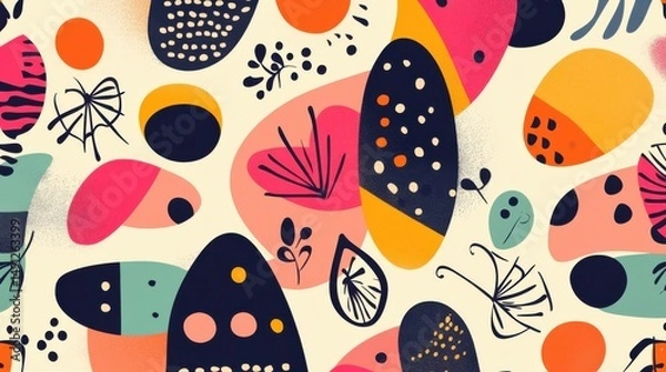 Fototapeta Colorful Abstract Shapes and Patterns in Vibrant Art Design