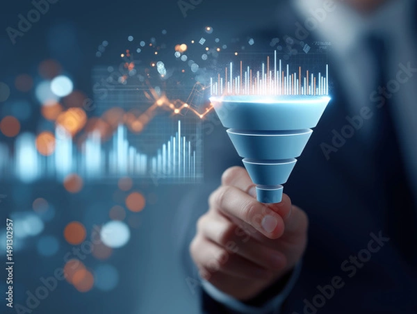 Fototapeta Comprehensive Business Analytics Visualization: Achieving Success Through Data-Driven Marketing, Sales Lead Generation, and Strategic Decision-Making Insights