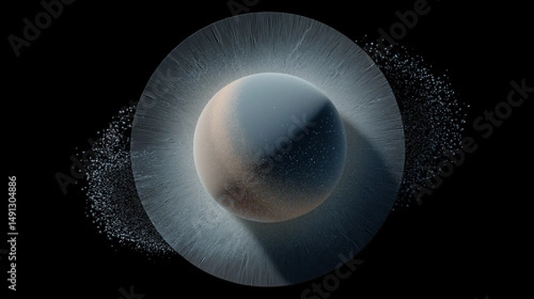 Fototapeta Stylized Moon Eclipse Behind Translucent AI Planetary Shell
