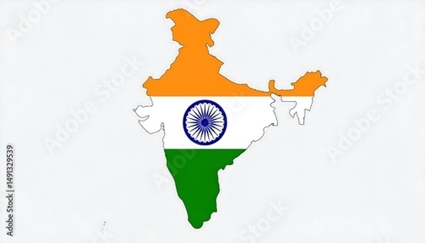 Fototapeta India map with flag colors.