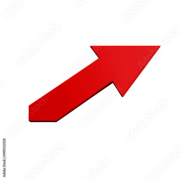 Fototapeta Modern Arrow with Sharply Defined Edges in Bold Red Isolated on Transparent Background