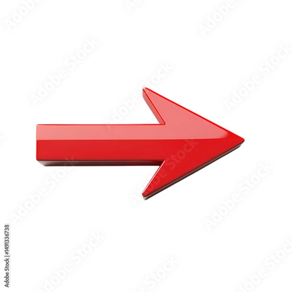 Fototapeta Modern Arrow with Sharply Defined Edges in Bold Red Isolated on Transparent Background