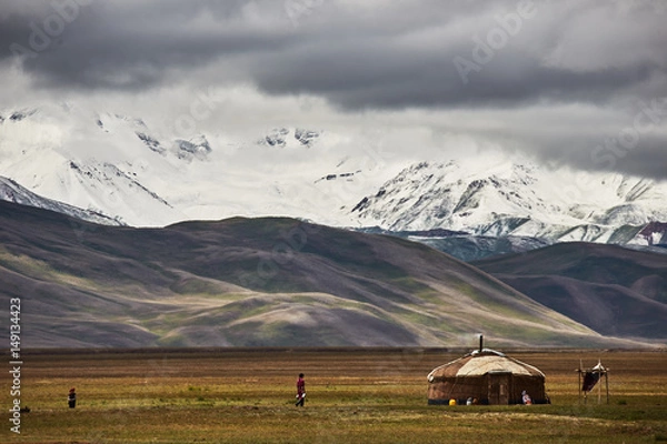 Obraz Nomad yurt in the mountain valley of Central Asia