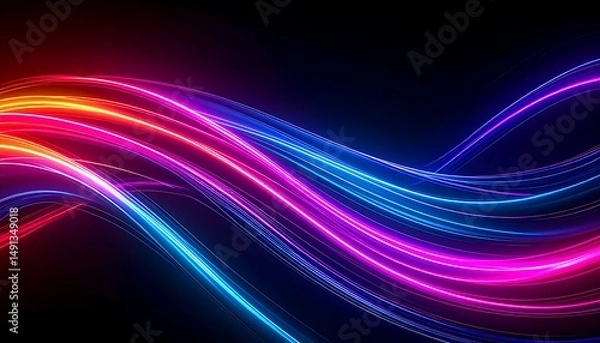 Fototapeta Neon Light Waves Abstract Background.