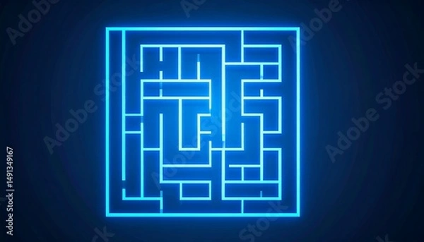 Fototapeta Neon Maze Puzzle.
