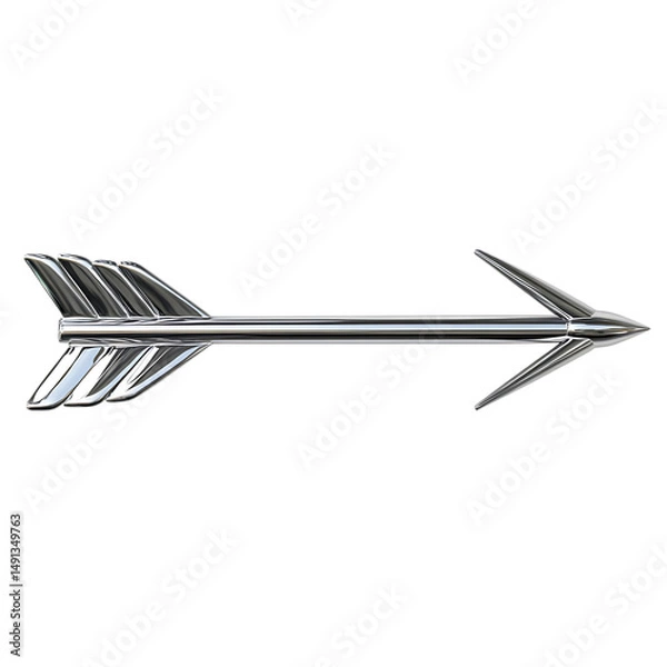 Fototapeta Sleek Arrow with a High Gloss Finish in Metallic Silver Isolated on Transparent Background