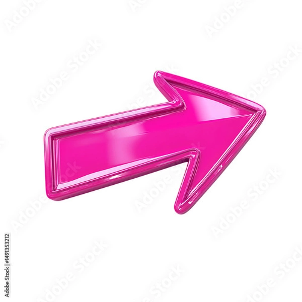Fototapeta Bold Arrow with Defined Contours in Vivid Fuchsia Isolated on Transparent Background