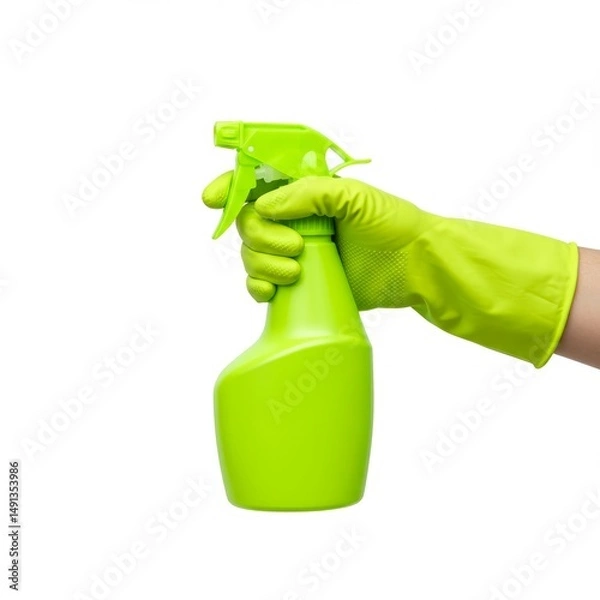Obraz hand holding a spray bottle isolated