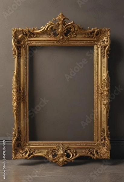 Fototapeta Ornate gold frame, vintage style, fine details,  pattern,  elegant,  decorative frame