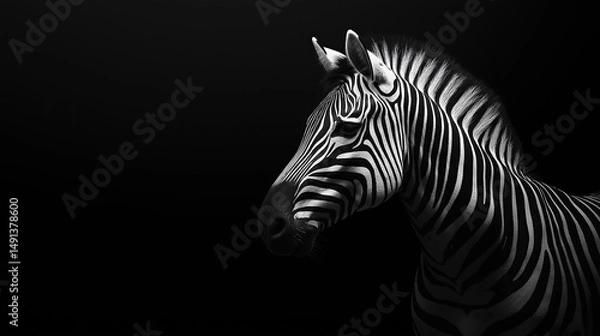 Fototapeta Beautiful zebra on a black background