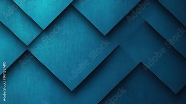 Obraz abstract layered geometric blue shapes with shadows creating a three-dimensional effect