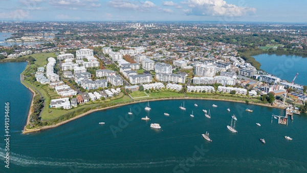 Obraz The Sydney suburb of Breakfast point on the banks of the Parramatta river, New South Wales, Australia.