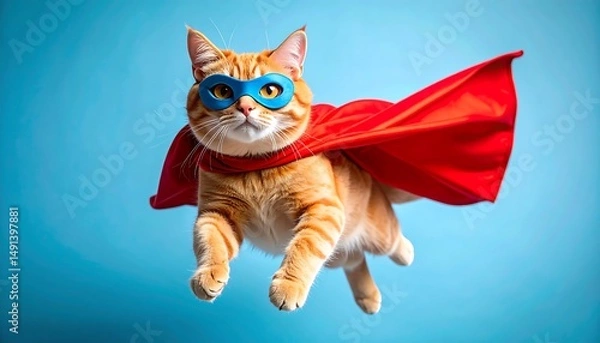 Fototapeta Superhero Cat Flying.
