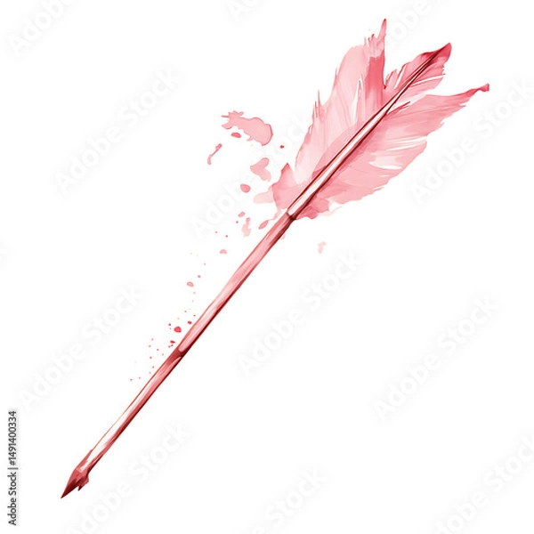 Fototapeta Artistic Arrow with Dynamic Motion in Soft Rose Col Isolated on Transparent Background