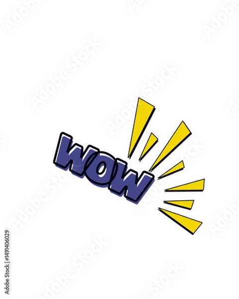Fototapeta Animated "WOW" graphic design for social media.