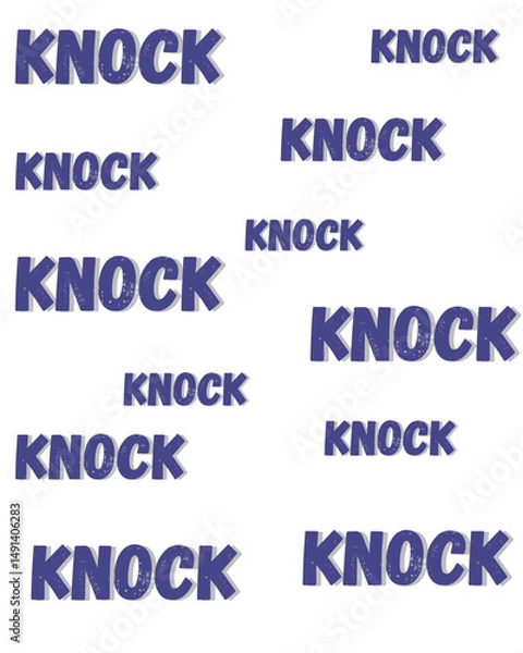 Fototapeta Repeating "Knock" Text Pattern on White Background