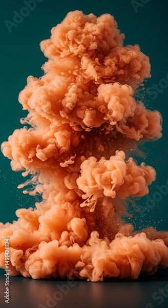 Obraz Vibrant Orange Smoke Cloud Expanding Abstract Background Texture