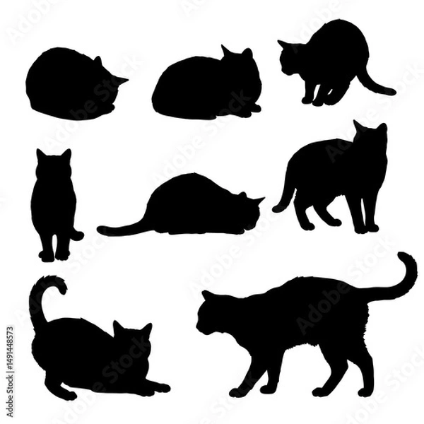 Obraz Feline Forms: A Silhouette Study AI Generated