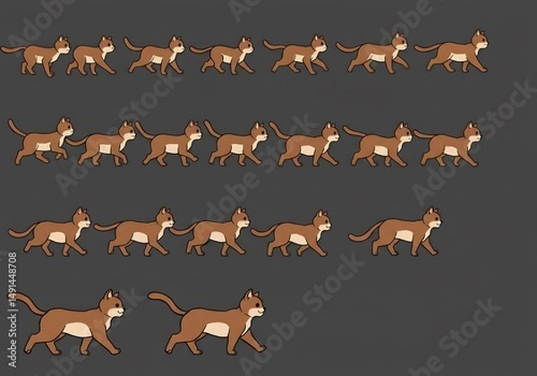 Obraz Feline Motion: A Sprite Sheet Stroll AI Generated
