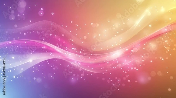 Fototapeta Colorful light effect background with flowing waves and glittering specks