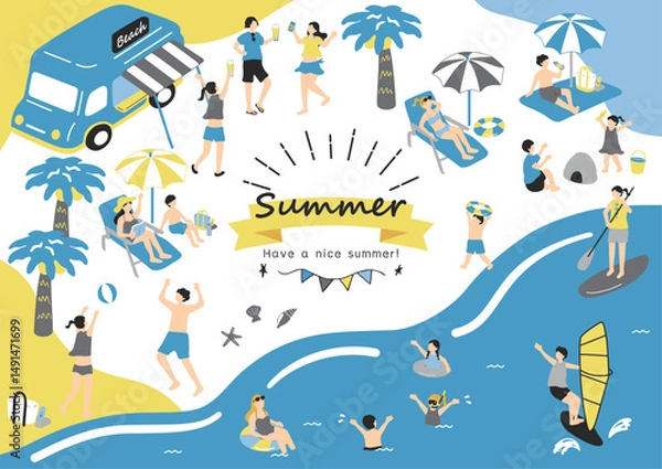 Fototapeta 夏の海を楽しむ人々