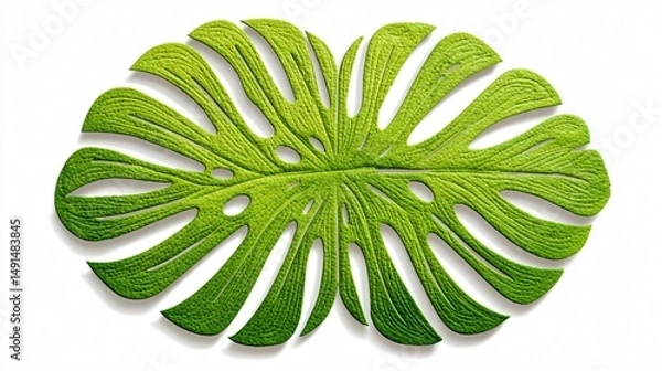 Fototapeta Vibrant Green Monstera Leaf Cut Out for Design Projects and Botanical Prints