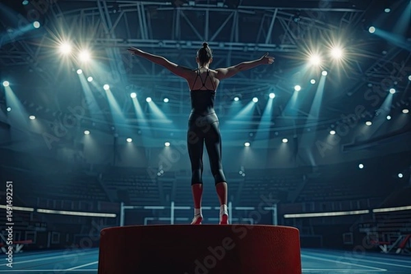 Fototapeta Sharp Picture of Gymnast on Podium After Competition