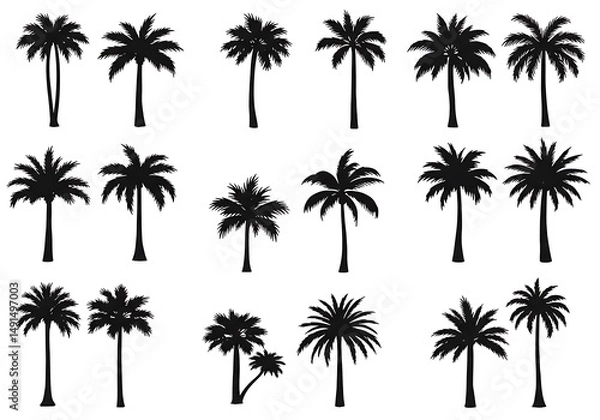 Fototapeta Palm Silhouette Symphony AI Generated