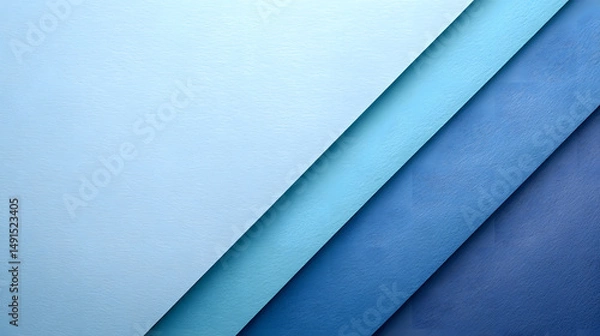 Obraz Abstract blue geometric shapes arranged on a clean white background, showcasing a modern minimalist design concept suitable for technology, innovation, and corporate branding themes.
