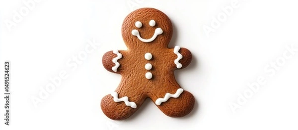 Obraz festive gingerbread man cookie isolated on a white backdrop, per